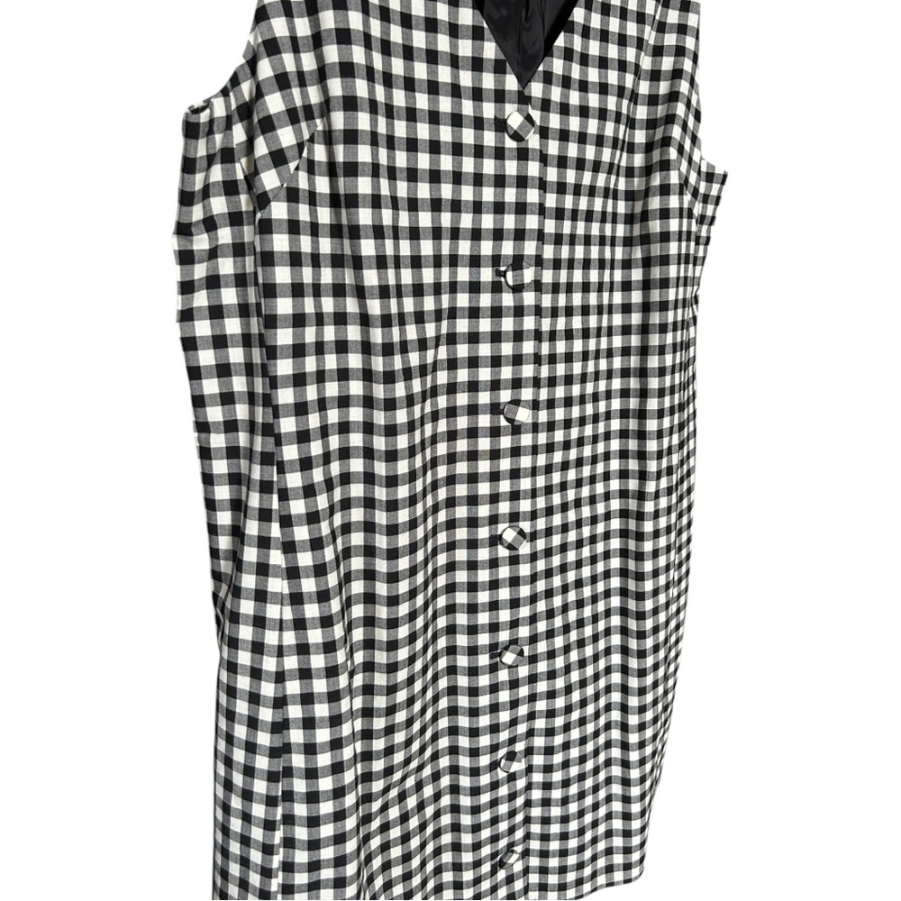 NWT Madewell Gingham V-Neck Wool Blend Vest Minidress Size 16 Black/White - Picture 4 of 9